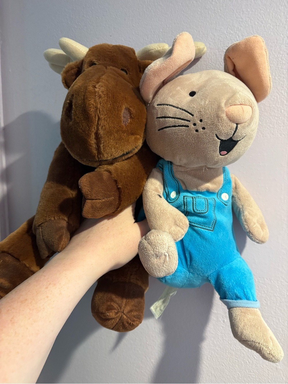 Mouse in Overalls & Moose Stuffed Animals-If You Give A Mouse a Cookie